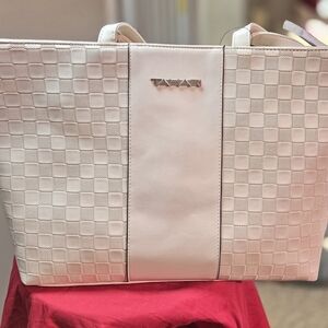 Tahari Ivory Checkered Tote